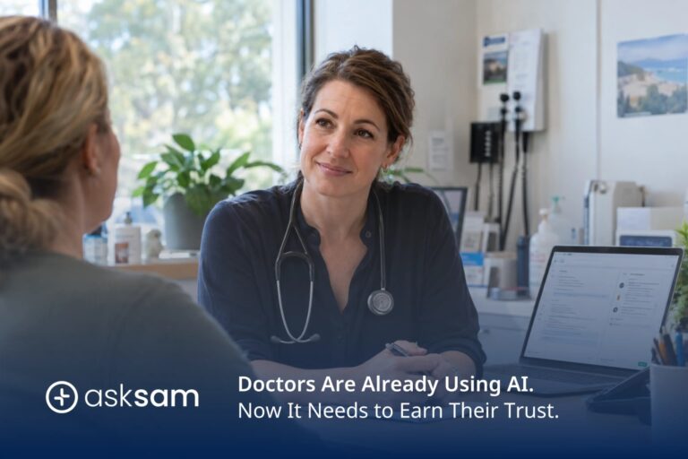 Doctor using an AI medical scribe during a patient consultation